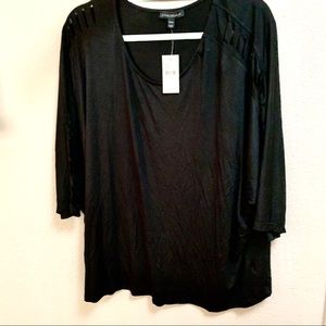 Lane Bryant 22/24 Black Vented Sleeve Top